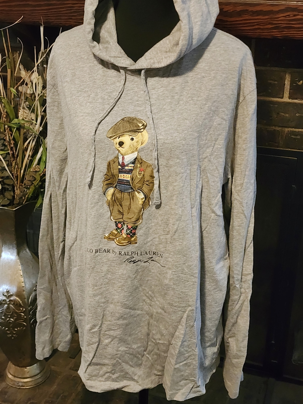 Polo Bear by Ralph Lauren Light Gray Bear Graphic Hoodie Shirt